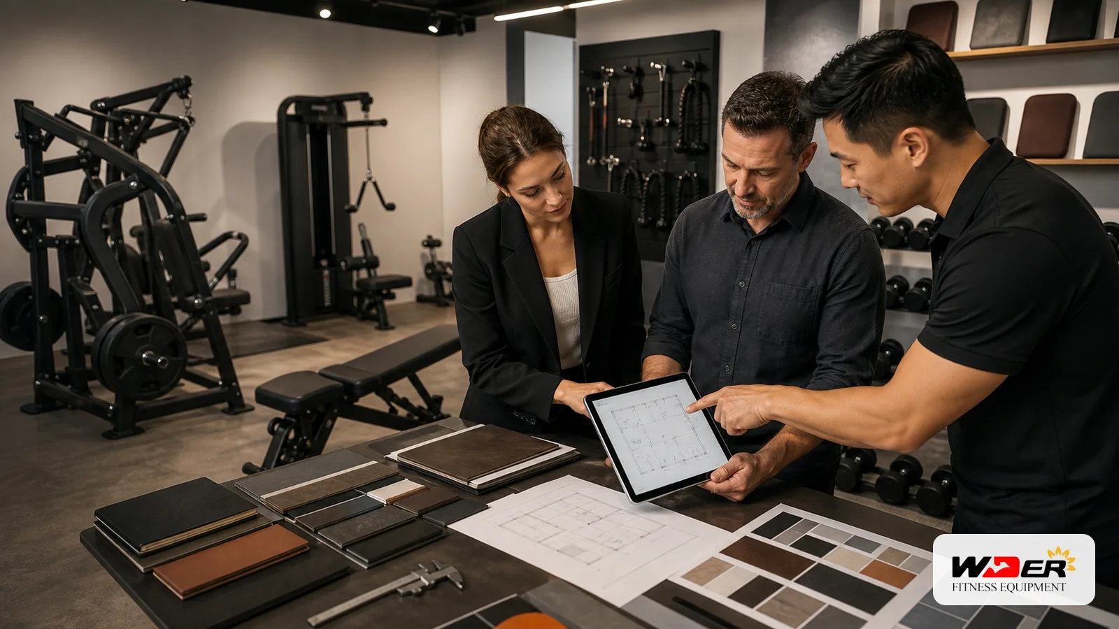 Distributor showroom sample line planning with WDER logo - FR