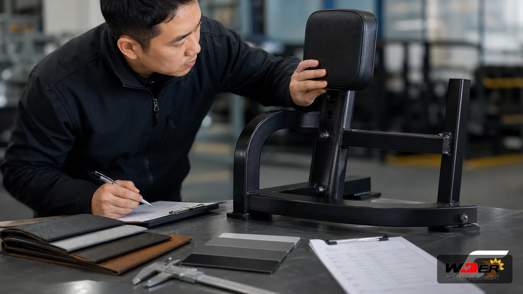 Commercial gym equipment sample order evaluation with WDER logo - FR