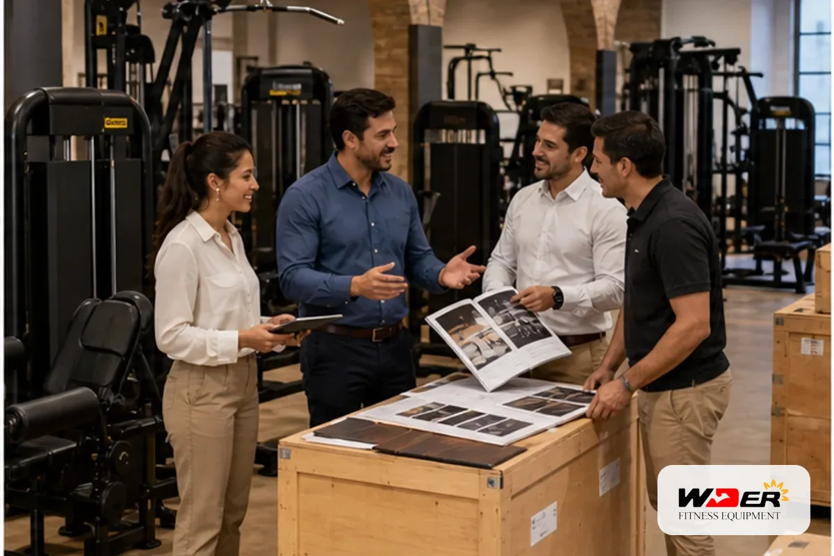Paquete de Showroom para Distribuidores de Equipos de Gimnasio en Mercados Hispanos con el logo de WDER