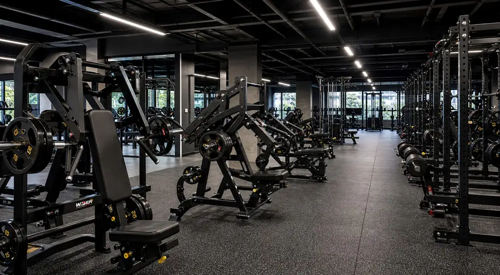 WDER commercial strength equipment installed in a professional gym project