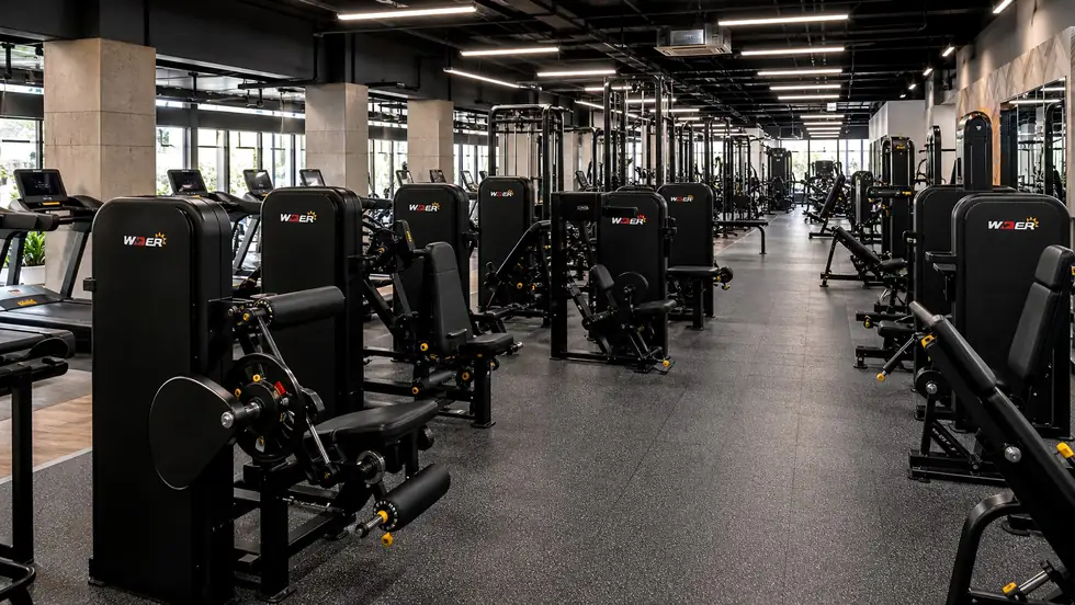 WDER Fitness complete commercial gym equipment project with strength machines cardio equipment and free weights